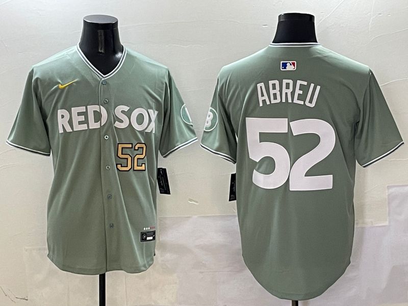 Men Boston Red Sox 52 Abreu Green Joint Name Game Nike 2025 MLB Jersey style 4